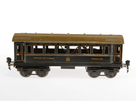 Märklin int. Speisewagen 1756, S 0, CL, mit 4 AT und Beleuchtung, eine Scheibe fehlt, LS, L 24,5, Z 3
