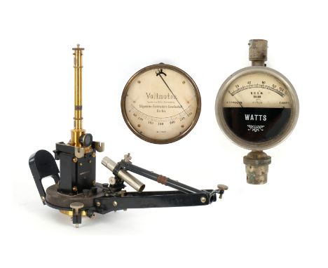 3 Teile: Galvanometer, zwei Messinstrumente -Voltmeter signiert AEG