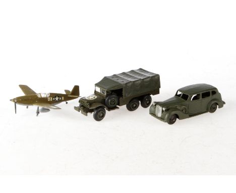 2 Militärfahrzeuge und Flugzeug, Solido, Dinky und Kunststoff, Z 3