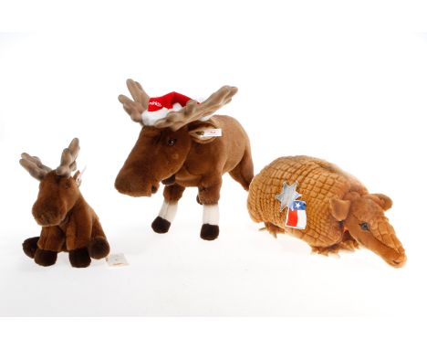 3 Steiff/Märklin Stofftiere, als Beilage für Alaska-Züge, Alterungsspuren, Ameisenbärlänge 67