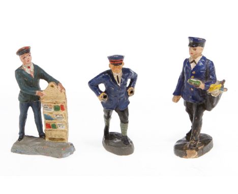 3 Elastolin Eisenbahnfiguren, S 1, Masse, HL, LS, Z 3