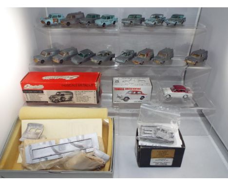 Somerville, Lesney and others - three metal kits and sixteen diecast vehicles, includes fifteen unboxed Ford Anglia's, Tomica