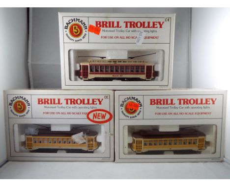 Model Railways - three Bachmann Brill Trolleys in HO scale in original boxes comprising 61048 x 2 and 61047, models appear to