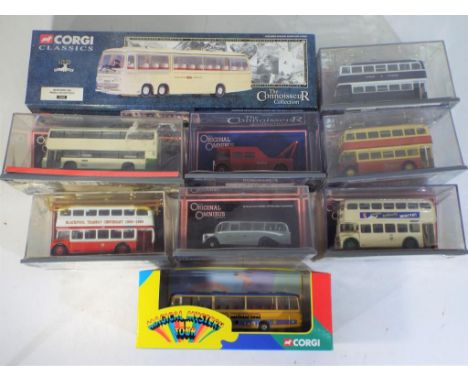 Corgi - a collection of nine Corgi Original Omnibus vehicles to include 42403 Bedford VAL Panorama Magical Mystery Tour Bus, 
