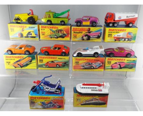 Matchbox - ten diecast vehicles from the 1970's to include #21 Rod Roller, #30 Beach Buggy, #56 IHI-Tailer, #71 Jumbo Jet and