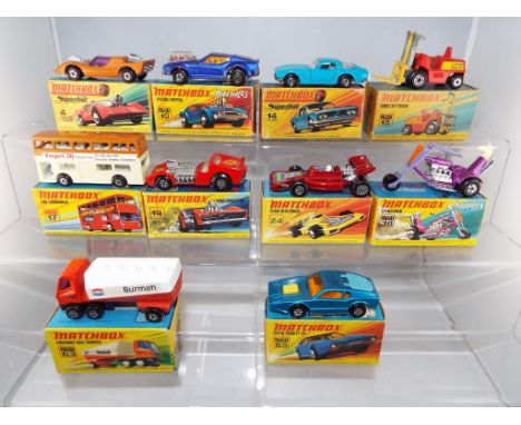 Matchbox - ten diecast vehicles from the 1970's to include #14 Iso Grifo, #19 Road Dragster, #38 Stingeroo, #63 Freeway Gas T