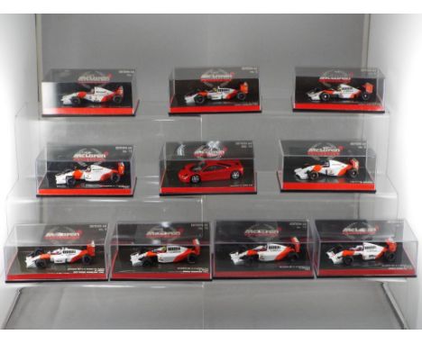 Minichamps - a collection of ten Minichamps 1:64 scale F1 cars with a McLaren theme, includes Edition '64 #7 A.Prost World Ch