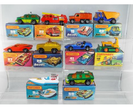 Matchbox - ten diecast vehicles from the 1970's includes #16 Badger, #22 Blaze Buster. #12 Big Bull, #28 Stoat and similar, m