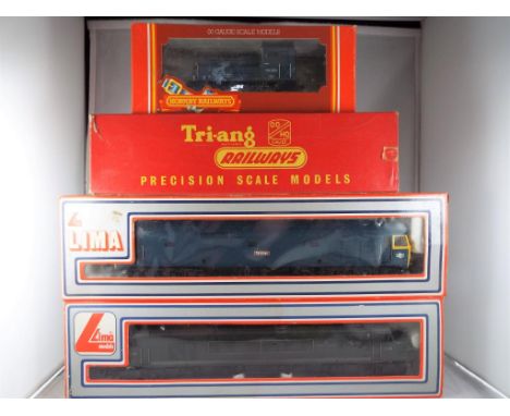 Model Railways - Tri-ang, Hornby, Lima and Mainline OO guage - four diesel locomotives comprising Class 06 shunter in BR blue