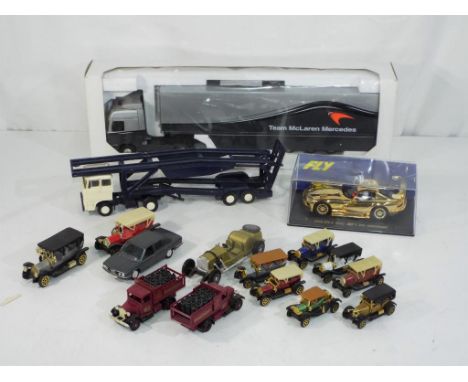 Eligor, Fly, Lion Car and others - a mixed lot of diecast vehicles in a variety of scales and a slot car, lot includes Eligor