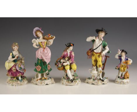 A collection of porcelain figures, 19th century and later, each with gilt anchor mark verso, comprising: a gentleman modelled