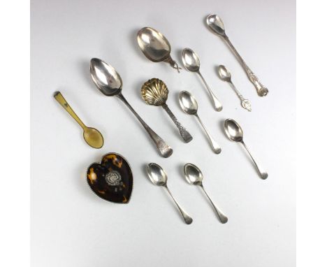 A selection of silver flatware, including a set of five silver Old English pattern teaspoons, James Deakin &amp; Sons, Sheffi