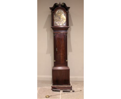 A George III mahogany cased eight day longcase clock, signed Nathaniel Brown, Manchester, the domed hood with a swan neck ped