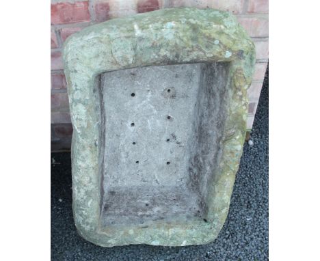 A sandstone trough, of rectangular form, 26cm H x 72cm W x 50cm D 