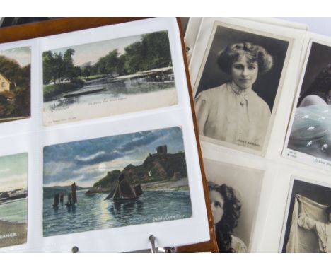 Postcards, a collection of approx 380 Edwardian cards in two albums inc, Female Music hall stars, Beauties, Floral, Cricket, 