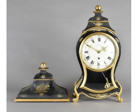 An early 20th Century Zenith bracket clock, by Turler Zurich-Bern, black painted surround and heightened in gilt, on a bracke
