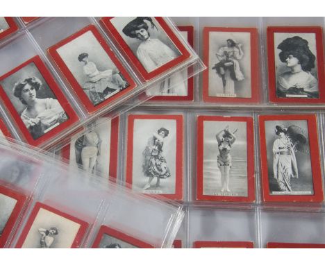 Foreign Cigarette Cards, Wills Overseas, Actresses (portrait in black, red border, over 220 cards)(gd) 