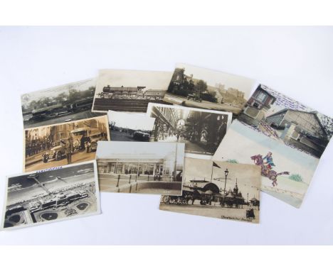Postcards/Ephemera, loose, a mixture of later cards themed on Trains inc, photographic, Trains, Trams, Buses, ( some photogra