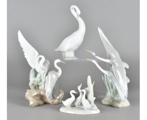 Four Nao figures, all modelled as birds, swans and cranes (4) 