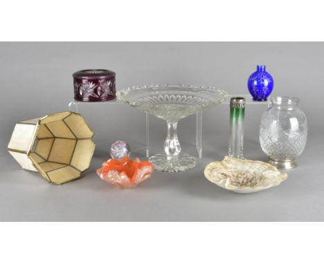 A collection of cut glass bowls and comports, including a large Orrefors bowl with hobnail cut design, a 19th Century comport