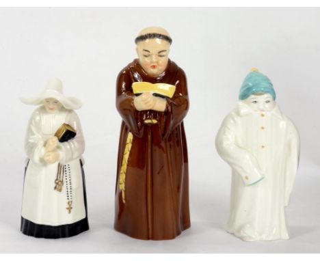 THREE ROYAL WORCESTER FIGURAL CANDLE SNUFFERS, VARIOUS SIZES, BLACK PRINTED MARK
