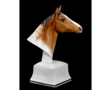A ROYAL WORCESTER MODEL OF THE HEAD OF THE HORSE EOUS, 12.5CM H, BLACK PRINTED MARK