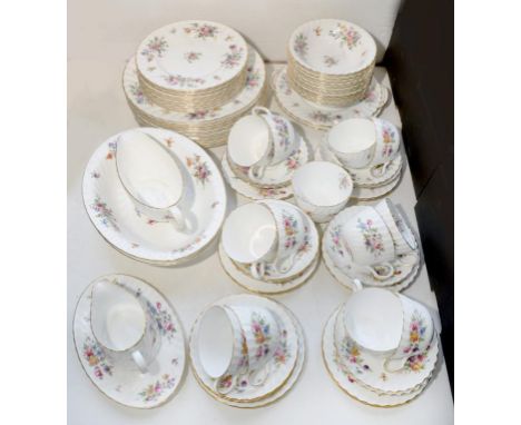 A MINTONS BONE CHINA SPIRALLY FLUTED MARLOW PATTERN DINNER SERVICE