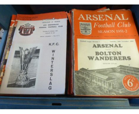 Large collection of Arsenal home football programmes form the 1950s onwards 