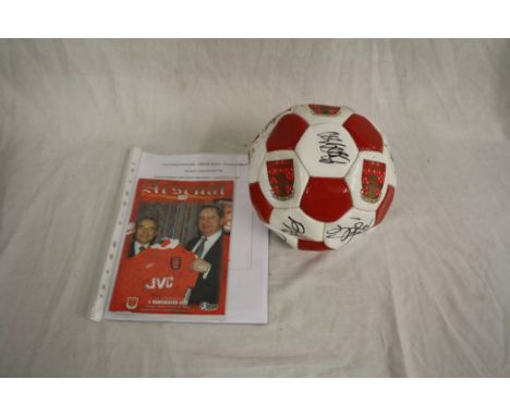 Football autographs, an Arsenal football, together with a matchday programme v Manchester City 1995/96, both bearing multiple