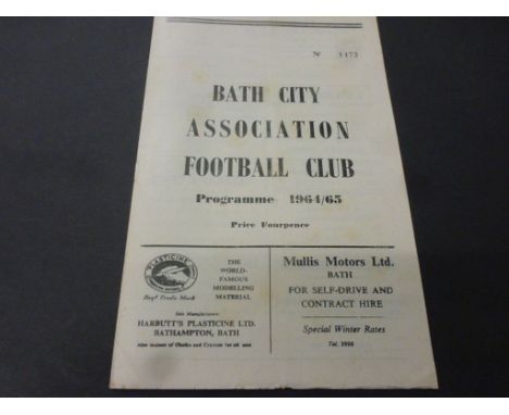 1964 Bath City v Arsenal football programme floodlight opening friendly played 16th December 1964, gd