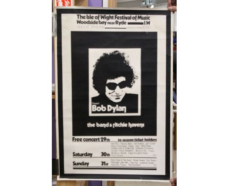 Music Poster - Official black &amp; white poster for the Isle Of Wight event of 1969 featuring Bob Dylan