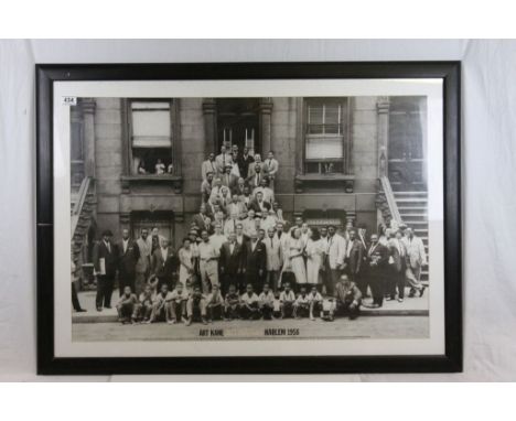 Music / Jazz, a framed and glazed print, approx 102cm x 76cm, Art Kane Jazz Portrait Harlem 1958, featuring many artists to i