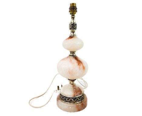 An agate table lamp. Height 39cm.