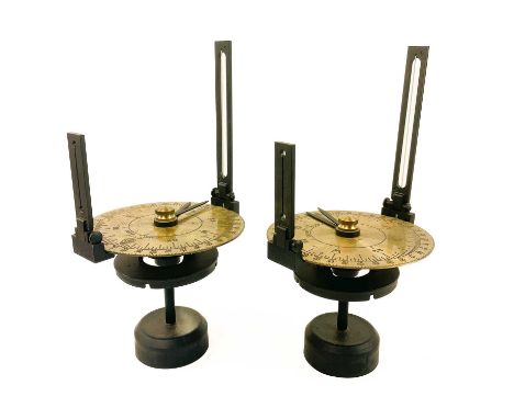 A Geomar Madrid azimuth circle compass with sight vanes No 425. In wood stow box together another No 426. (2)