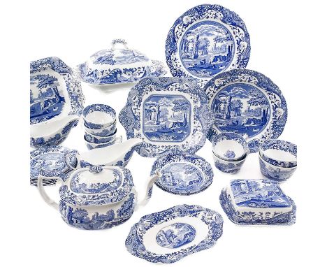 Copeland Spode Italian pattern part service. Comprising of a meat plate, two cake plates, two tureens with covers, a butter d