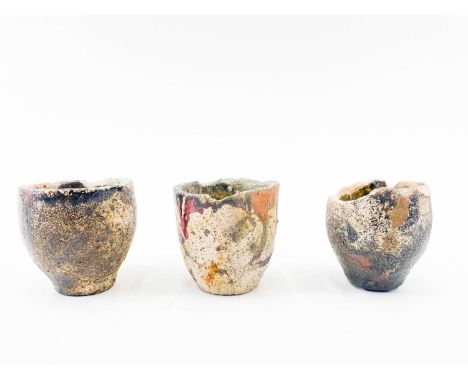 Three small ceramic tin smelting crucibles. Found at Wheal Uny engine house, height 6.5cm
