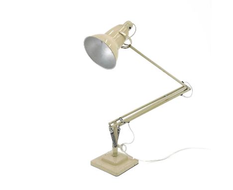 A Herbert Terry cream finish anglepoise lamp. On a stepped base, maximum height 88cm.Will need rewiring, a few chips on the p