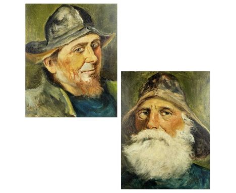 Henrie PITCHER (XIX-XX) Old sea salts- Portraits of fishermenoil on canvasSignedEach 31cm x 26cm
