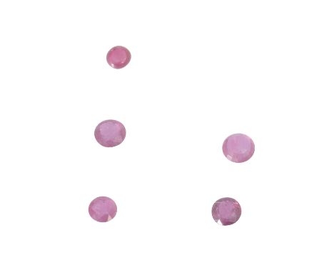Konvolut 4 pinkfarbene Saphire u. 1 Rubin von 0,59+0,56+0,65+0,74+0,52 ct, WBW: ca. 500 €, inkl GemConsult Zertifikaten. (04/