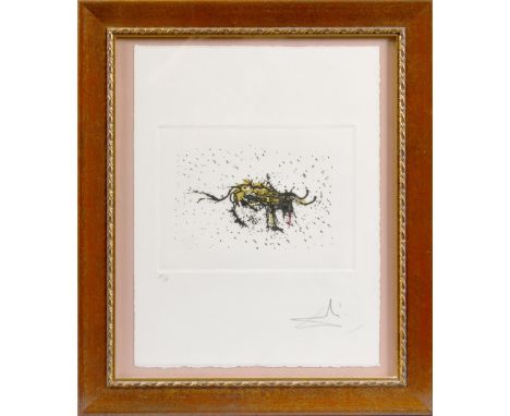 A framed and glazed Salvador Dali print - Tauras Horoscopos,  artists proof, signed in pencil with certificate, 13.5in x 10in