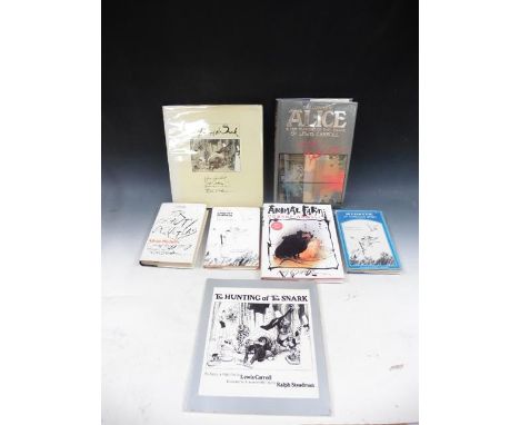 Seven books - 'Midnite' by Randolf Stow, Australian edition, book illustrated and signed by Ralph Steadman, 'Midnite' first U