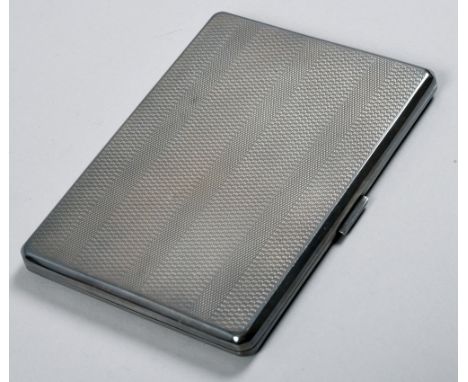 An Art Deco period silver cigarette box, engine turned, makers mark for Aldie Bros, Brimingham 1928, 5.5oz, 4.25in w.
