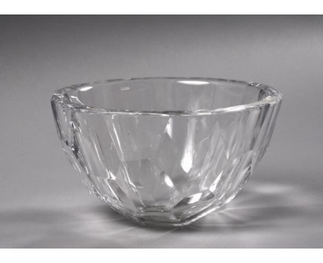 An Orrefors clear glass Zenith bowl, signed to base, 7.5in w, 4in h.