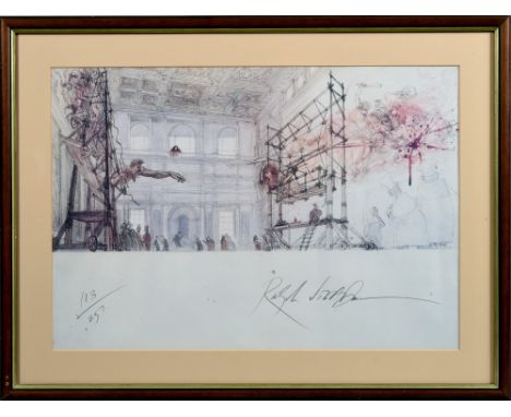A framed limited edition Ralph Steadman print - Leonardo V Michaelangelo, signed in pencil, no.113/250, 15in x 21in.