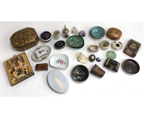 A mixed lot of trinket boxes and pin dishes, and other interesting things 