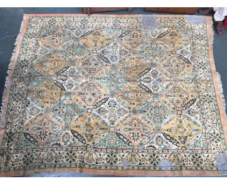 A large wool rug with patch repairs, 250x200cm; together with another, 150x89cm 