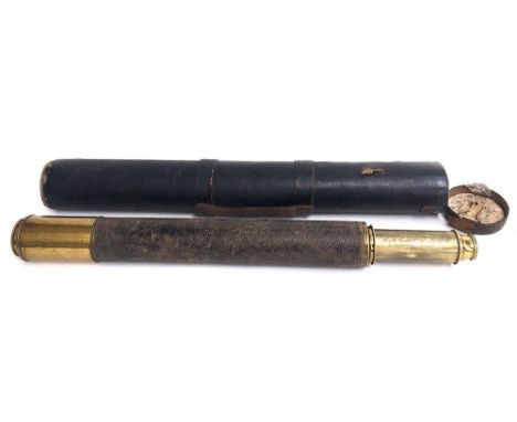 A brass and leather covered one drawer telescope, inscribed J Sewill, Maker to the Admiralty, South Castle Street, Liverpool 