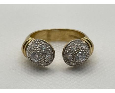 9CT GOLD CZ SET TORQUE STYLE RING SIZE U 7.9G