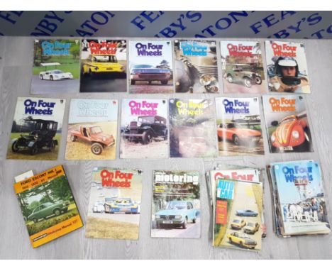 LARGE COLLECTION OF VINTAGE CAR MAGAZINES INCLUDES ON FOUR WHEELS AND AUTO CAR, ALSO INCLUDES FORD ESCORT MK 1 WORKSHOP MANUA