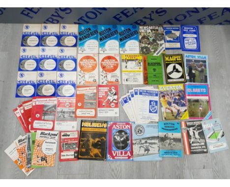 LARGE COLLECTION OF VINTAGE FOOTBALL PROGRAMMES INCLUDING NEWCASTLE UNITED, CHELSEA AND BOLTON WANDERERS ETC